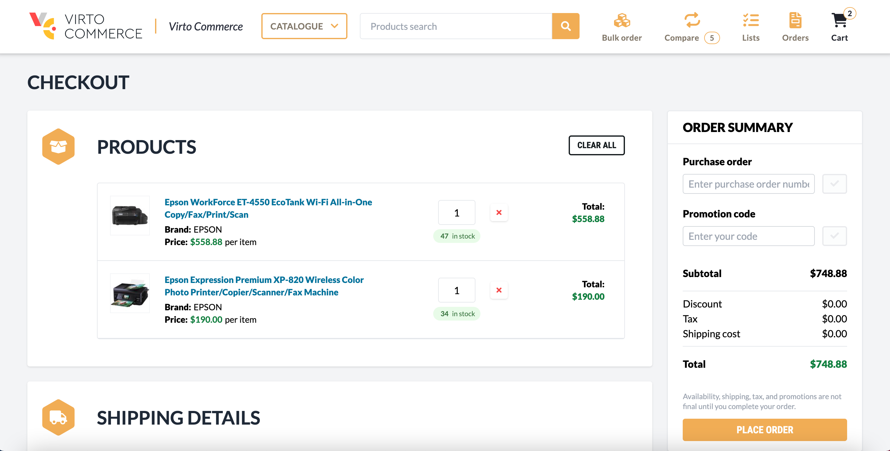 screenshot of Virto Commerce